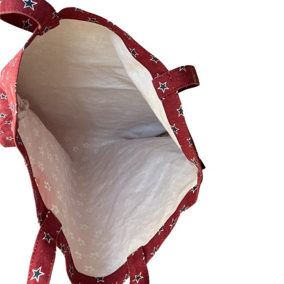 J.Crew STARS Reusable Market Shopper Carryall Lined Tote Bag RED / BLUE / WHITE - Picture 3 of 10